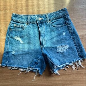 Garage Distressed Blue Denim Jean Shorts